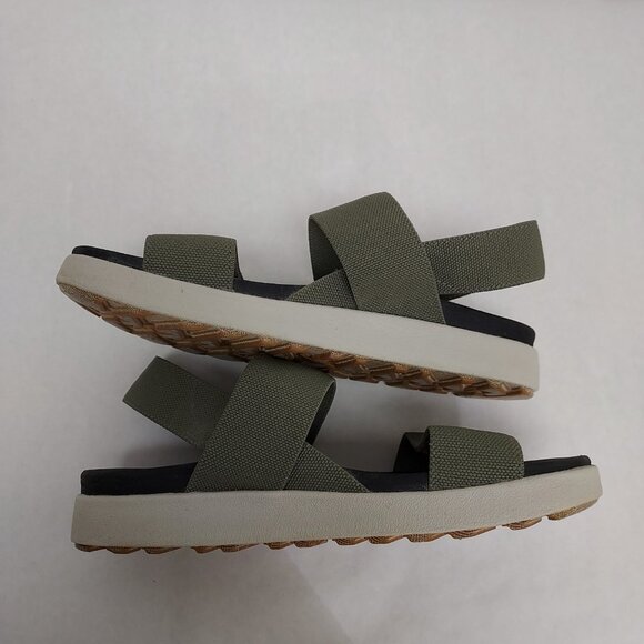 KEEN Elle Backstrap Sandal Women's 7.5 Green Gray Platform Wedge Stretch Straps - Picture 8 of 13
